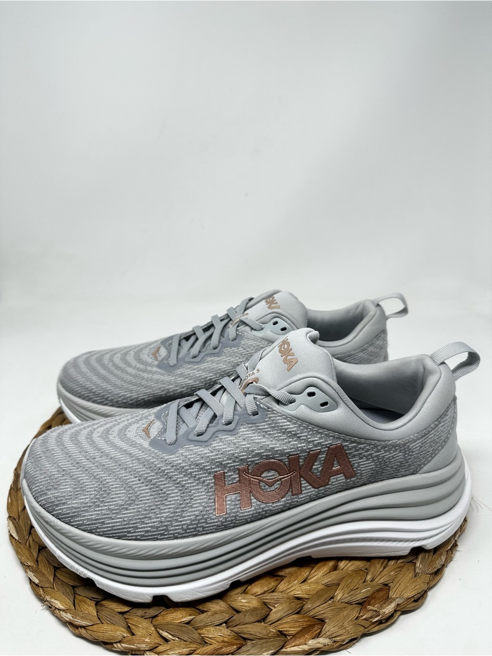 HOKA ONE Gaviota 5 Running Shoes Harbor Mist Rose Gold Size 10 WIDE Women's - Picture 4 of 9